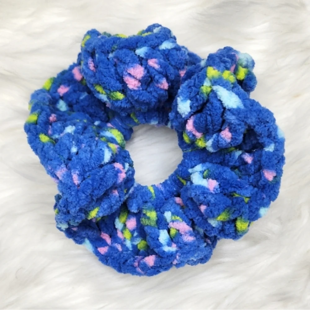 Handmade Large Textured Crocheted Scrunchies Ponytail Holder Hair Tie
